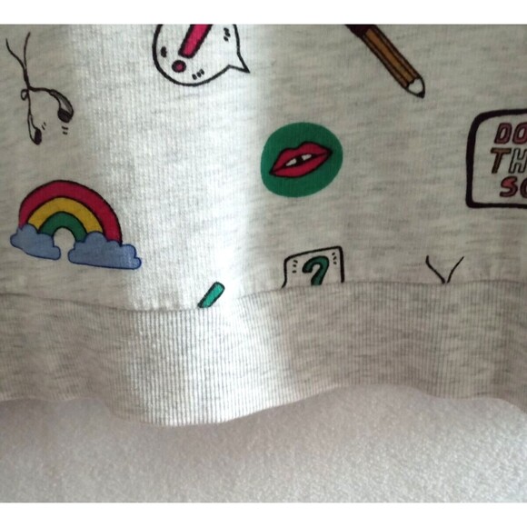 Divided H&M Graphic Sweatshirt Women's Large Gray Crewneck Pullover Lightweight - Picture 5 of 10